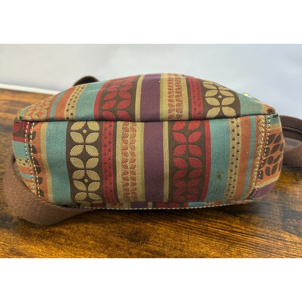 Fossil Patchwork Crossbody Shoulder Bag Canvas Leather Trim Purse Boho Y2K Style - Picture 9 of 16